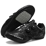 PENXZT Fahrradschuhe Herren Damen rutschfeste, No-Lock Radschuhe Mountainbike Schuhe Atmungsaktive Sneaker für Outdoor Radschuhe,Schwarz,44 EU