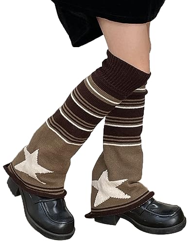 Image of WODECASA Girls Kawaii Leg Warmers Knitted Flared Leg Sleeves Goth Crochet Baggy Cuff Ankle Heap Socks