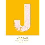 Wee Blue Coo Jeddah Saudi Arabia City Map Yellow Colour Block Modern Typography Stylish Letter Unframed Word Wall Art Print Poster for Home Décor CITYMAP1