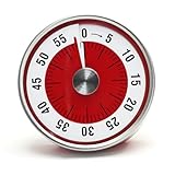 Kitchen Timer for Cooking,Chef Cooking Timer Clock,Visual Timers,60-Minute Countdown,Magnetic Base, Mechanical Clockwork,No Batteries Required,Ringer Alert,Timers for Kitchen/Study/Work/Gym,Red