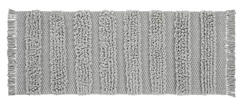 Vcny Home Savannah Collection Bath Rug Runner-Boho Fringe Striped Design-For Bathroom, Hallway, Or Kitchen Use, 24" X 60", Grey #TOP3