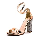 buffalo plateauschuhe 90er kaufen  Minetom Frauen Damen Sandalen Knöchel High Heels Block Party Offene Zehen Schuhe Pu/Solid/Außen/Quadratischer Absatz/Knöchelriemen/Knöchel/Klassiker Champagner 36 EU
