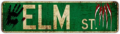 Elm St Sign Decor Wall Man Cave Bar Street Rustic Vintage Retro Metal Horror Party House Decoration Street Sign 4X16 Inches Tin Sign #TOP13