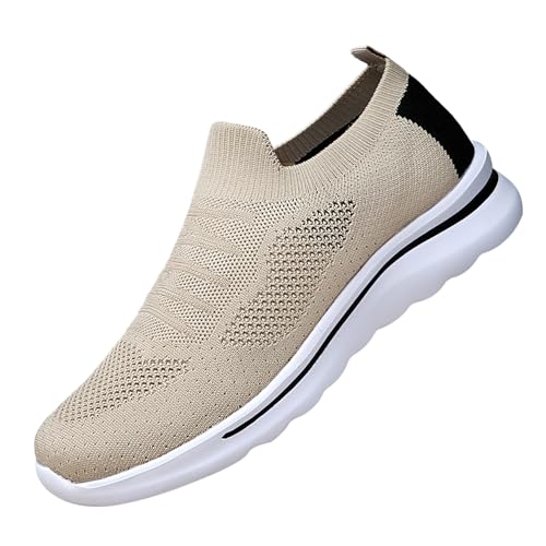 Chaussures de Securite femmes – Chaussures de randonnée Femme Shoes Mesh Hueco Superior Sneakers Pies Largos Shoe Plataforma Zapato Outdoor Sneaker sin Cordones Shoes Fitness Chaussure, beige, 46 EU