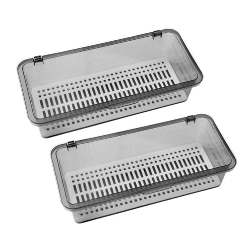 TEHAUX 2個 キッチン引き出し用カトラリー収納ボックス 蓋付き製水切り箸ホルダー 大容量整理ケース 食器保管と乾燥に