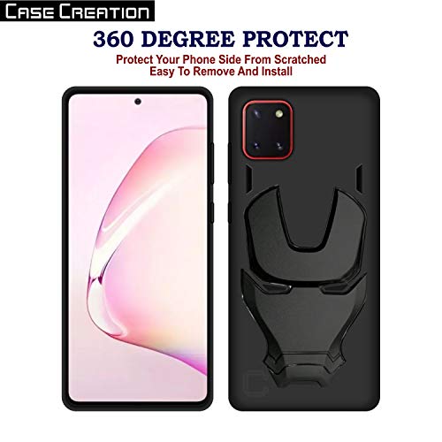 Image of COVERLY Official 3D Touch Feel Trending Marvel Avengers Logo Mask Soft Rugged Grip Silicone Iron Man Super Power Cartoon Movie Engraved Silicone Matte Back Cover for Xiaomi Poco C3 -Black
