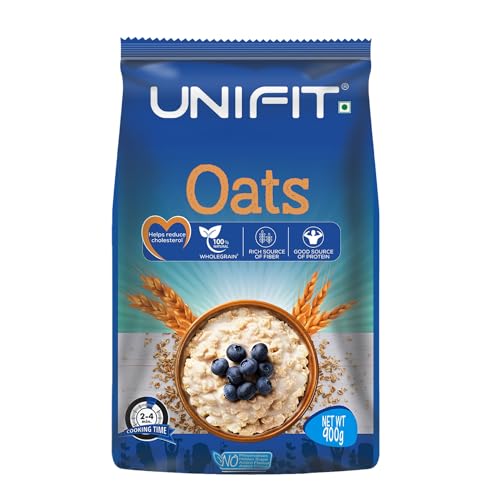Image of UNIFIT 100% Natural Wholegrain Oats - High Protein & Fiber for Weight Management & Cholesterol Control | 900g of Nutritious Rolled Oats