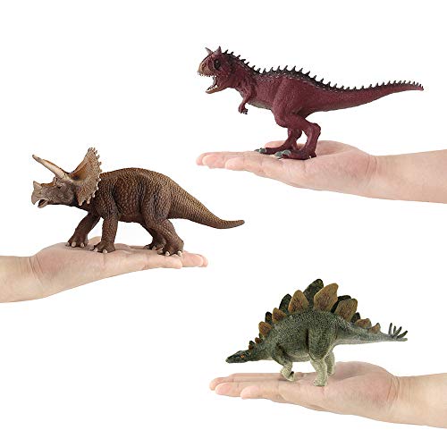 3 Pcs Large Dinosaur Model Action Figures Simulation Realistic Carnotaurus Stegosaurus Triceratops Playset Cognitive Toy Party Favors Decor For Kid Boys Girls Toddlers 5 6 7 8 Years Old #TOP4