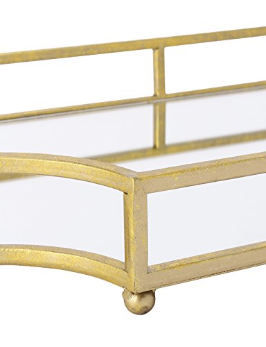 Kate and Laurel Ciel Metal Mirrored Ornate Scalloped Decorative Tray, Gold