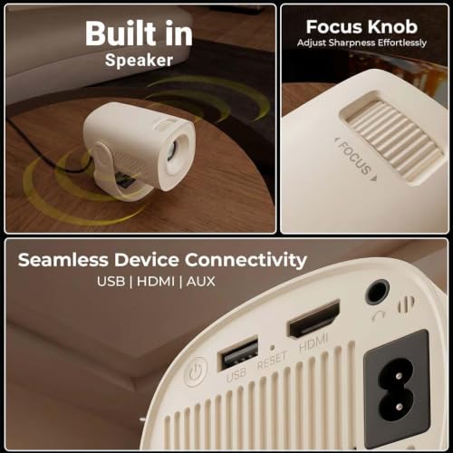 Image of OTEK Joy Plus Smart Projector | Portable Mini Projector for Home Use | 4K Ultra HD Support | WiFi & Bluetooth | Smart Home Theatre Projector | Compact Projector for Room, Office & IPL