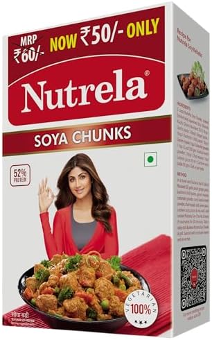 Nutrela SOYA Chunks, High Protein Soyabeans, Tender & Juicy SOYA Nuggets - 200/225 Grams(Weight May Vary