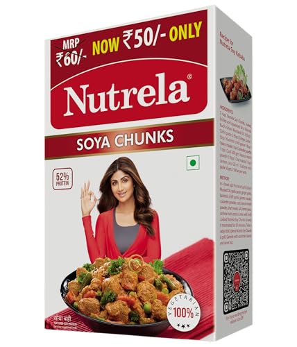 Nutrela SOYA Chunks, High Protein Soyabeans, Tender & Juicy SOYA Nuggets - 200/220 Grams(Weight May Vary)