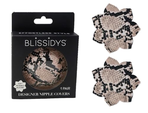 Blissidys South Beach Reusable Nipple Covers for Women, Silicone Adhesive Nipple Petal Covers, One Size (Tan)