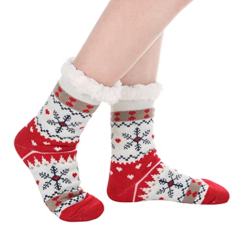 Image of Chassic Sherpa Lined Slipper Socks for Women, Non-Slip Cozy Winter House Socks, Soft Fuzzy Socks, Christmas Gifts for Women & Ladies Stocking Stuffers