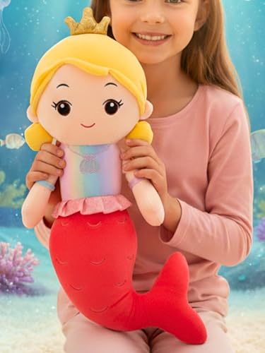 Image of Tickles Mermaid Doll Soft Stuffed Plush Toy for Kids Boys & Girls Birthday Gift (Color: Red Size: 50 cm)