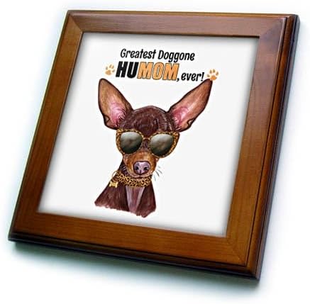 3dRose Snazzy Russian Toy Terrier Dog in Animal Print for Mothers Day... - Framed Tiles (ft-379242-1)