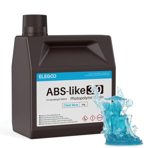 Image of ELEGOO ABS-Like 3.0 3D Printer Resin Clear Blue 2000g | High Strength and Toughness, High Precision, Low Viscosity, UV-Curing Photopolymer Resina for MSLA DLP LCD 3D Printers