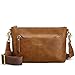 S-ZONE Crossbody Bags for Women Trendy Genuine Leather Small Shoulder Bag Purses with Wide Strap (Light Brown)