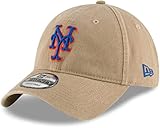 New Era Unisex-Adult MLB Core Classic 9TWENTY Khaki Team Color Home Adjustable Hat Cap One Size Fits All - New York Mets Khaki