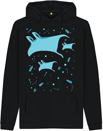 Ray Fish Save The Seas Mens Hoodie, Black, XL