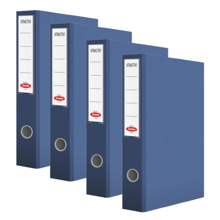 Anupam Attractive Lever File N1-31 x 35 x 8 cm - U Shaped Clip Binder Box - Finger Grip Hole - Metal Edge Protector (Blu