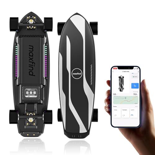 Cyber Mini Electric Skateboard with Remote,Dual 650W Motors, Up to 24 Mph & 18 Miles Range, Ultra-Portable Design for Teens, Adults & Beginners (Cyber MINI)