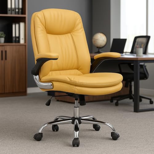 Image of ERGOLUX Premium Office Chair | Ergonomic High Back Boss Chair for Home Office, Home Office & Study | Height Adjustable Office Chair with Chrome Base | 1pc (Khaki)
