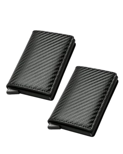 Kit 2x Carteira Porta Cartão Slim Antifurto Pop Up Em Couro Mágica Porta Cartão Rfid - Exclussivo RFID Lock