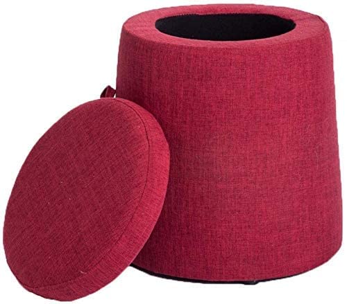 Repose-pieds en tissu rond avec rangement intégré et assise capitonnée pour salon