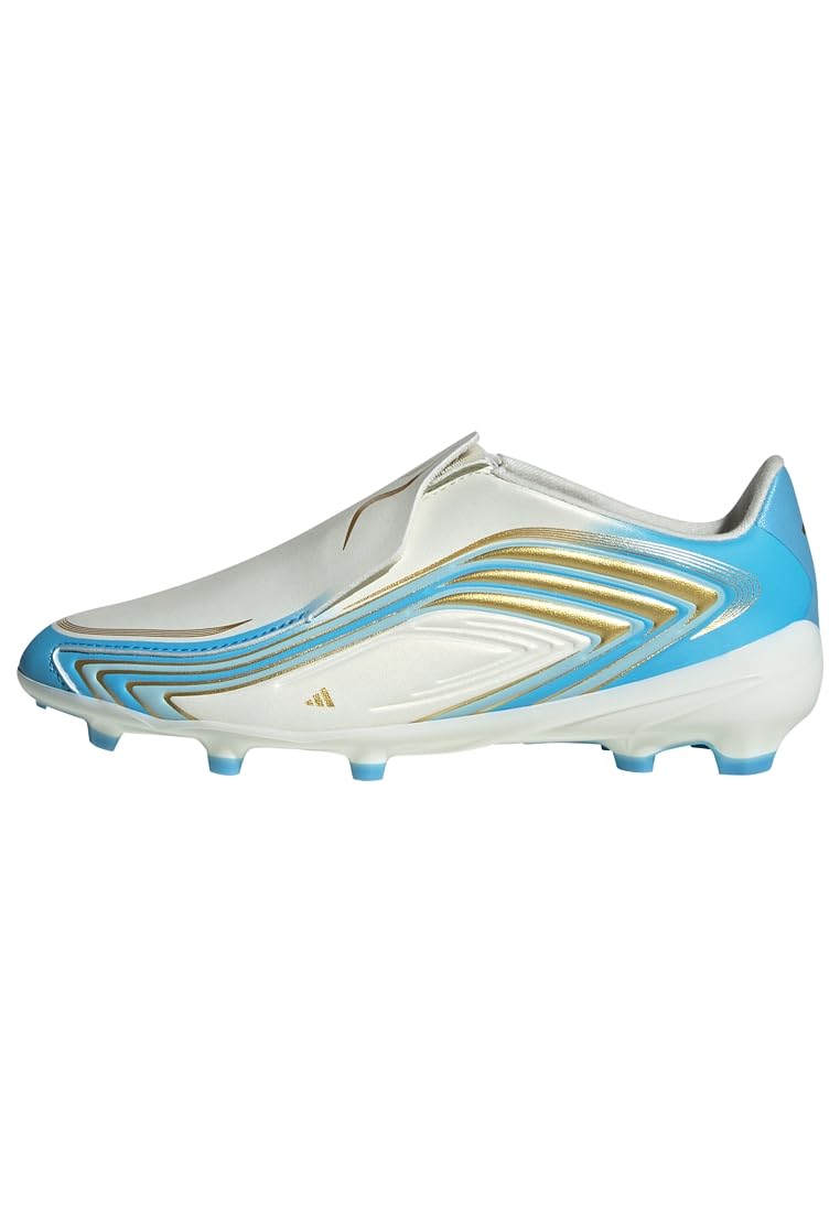 adidas Junior F50 Messi League Laceless Firm Ground Football Boots, White, Size 12 Younger