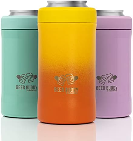 Grill Rescue​ Insulated Can Holder – Vacuum-Sealed Stainless Steel – Beer Bottle Insulator for Cold Beverages – Thermos Beer Cooler ​Suited for Any Size​ Drink - One Size Fits All (Ombre Campfire)