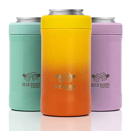 Grill Rescue​ Insulated Can Holder – Vacuum-Sealed Stainless Steel – Beer Bottle Insulator For Cold Beverages – Thermos Beer Cooler ​Suited For Any Size​ Drink - One Size Fits All (Ombre Campfire) #TOP2