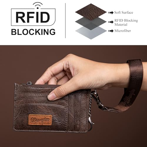 Image of Montana West X Wrangler RFID Card Holder Slim Credit Card Wallet Small Credit Card Holder for Women Keychain Wristlet Wallet