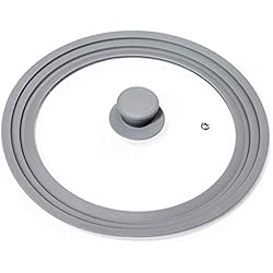 Lider Sartenes O-ishii Tapa Universal de Vidrio con Borde de Silicona, para Ollas y Sartenes de Ø 24, 26 y 28 cm
