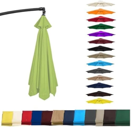 Toldo para sombrilla de jardín, 350 cm, tela verde hierba para paraguas voladizo y balcón, diseño de brazo de 6/8, toldo impermeable y resistente a los rayos UV