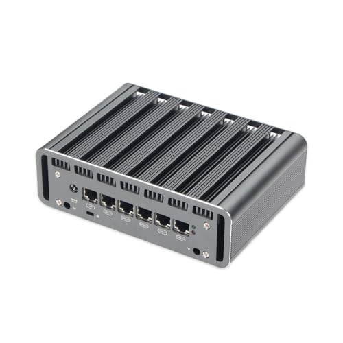 Image of Fanless Firewall Mini PC 12th CPU Intel N100(up to 3.4GHz), 6 x Intel 2.5GbE i226 LAN Ports, Network Gateway Soft Router AES NI /HD /COM / 8GB DDR5 128GB M.2 NVME SSD