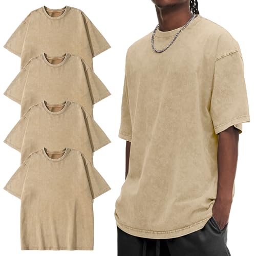 Image of Eiscntd Mens Oversized T-Shirts Heavyweight Cotton Vintage Unisex Baggy Tee
