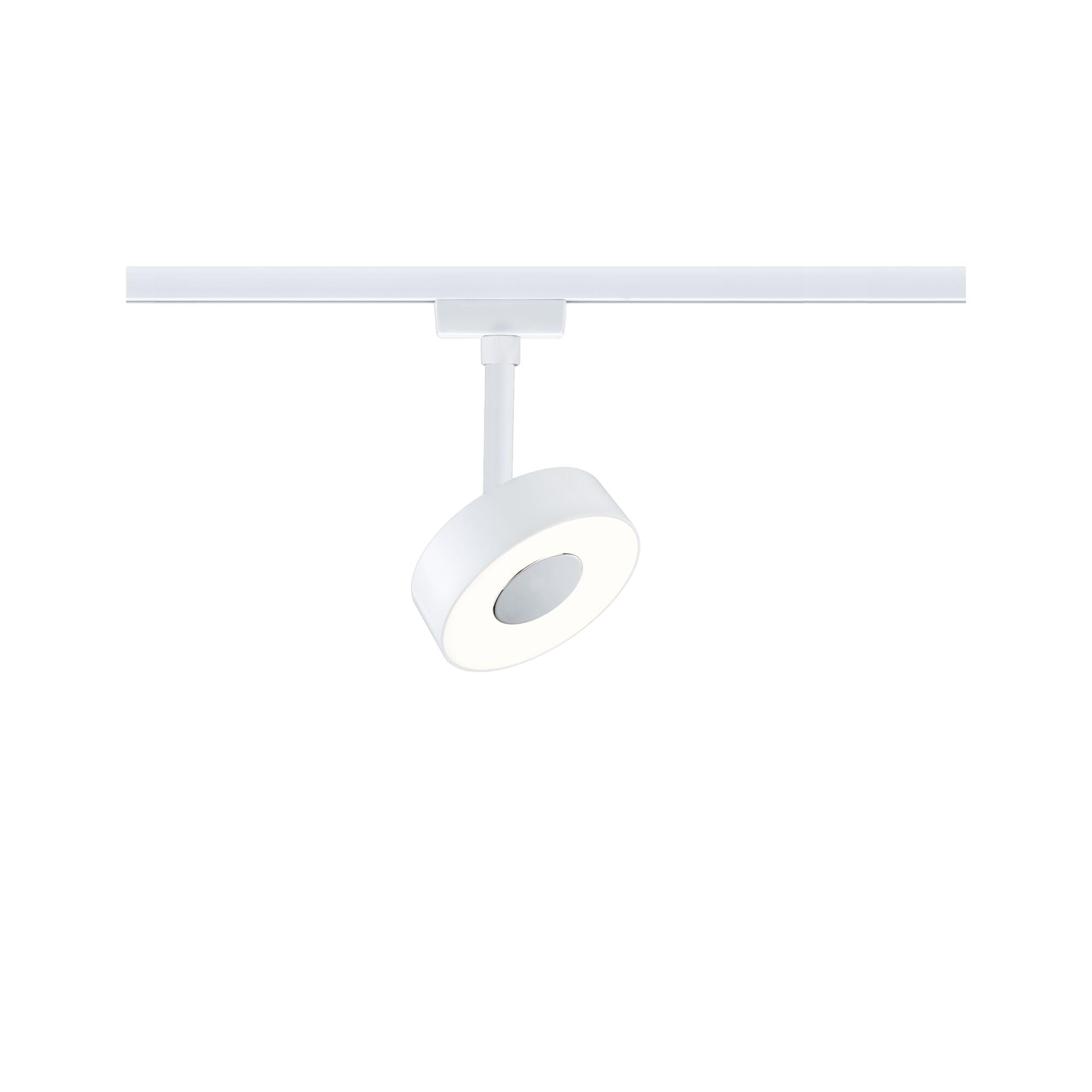 Paulmann 95703 URail - Foco LED para riel de 3 pasos, círculo tenue, foco individual, 210 lm, 5 W, 3000 K, regulable, 230 V, señal blanca