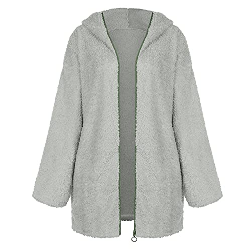 Fuzzy Fleece Jacket Women Full Zip Trendy Sherpa Jacket Comfort Warm Hooded Winter Sweaters Y2K Coatigan with Pockets2