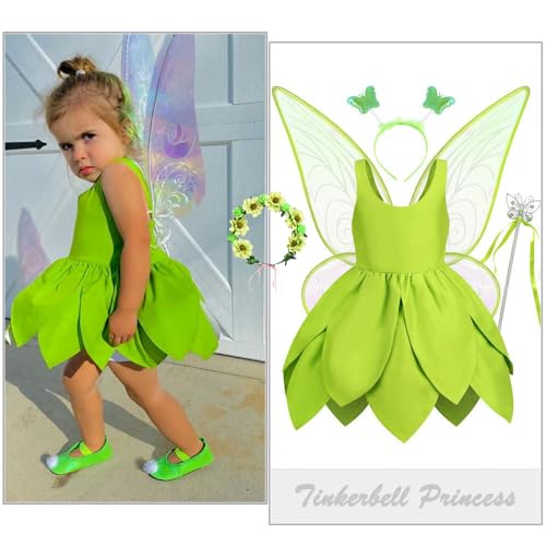Disfraz de Hada Verde para Niñas Con Alas y Accesorios miniatura 2
