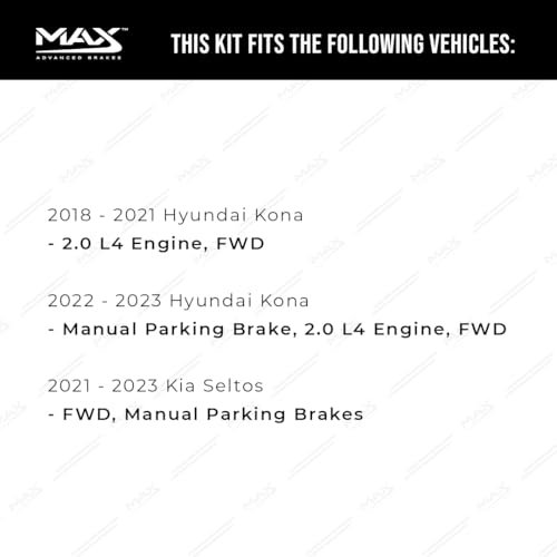 Image of MAX Advanced Brakes - Rear Brake Kit For 2018-2023 Hyundai Kona (FWD, 2.0 L4 Engine, Manual Parking Brake), Kia Seltos| Carbon Ceramic Brake and Rotor Kit| Daily Driving Geomet Coated Brake Rotors