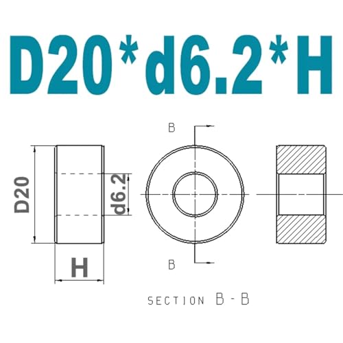 Mdingbao-V[bV[ M6 M8 M10 M12 Diameter 20MM Aluminum Bushing Washer Gasket Round Hollow No Thread Standoff SpacerC Ƒϋv