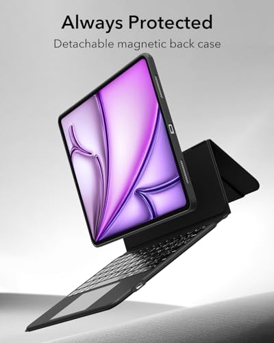Image of ESR Ascend for iPad Air 13 Inch 2024, Keyboard Case with Trackpad, Magnetic Detachable Keyboard with Backlit Keys, Fully Adjustable Portrait /Landscape Stand, Black