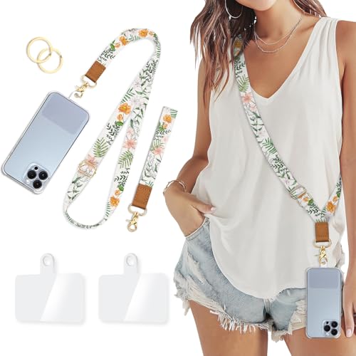 Piefly Cell Phone Lanyard Crossbody Wrist Strap Adjustable for Women Flower