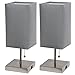 Simple Designs LC2003-GRY-2PK Lamp Set, Brushed Steel/Gray