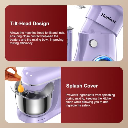 Image of Honinst 4QT Electric Stand Mixer, 10-Speed Tilt-Head Compact Kitchen Mixer