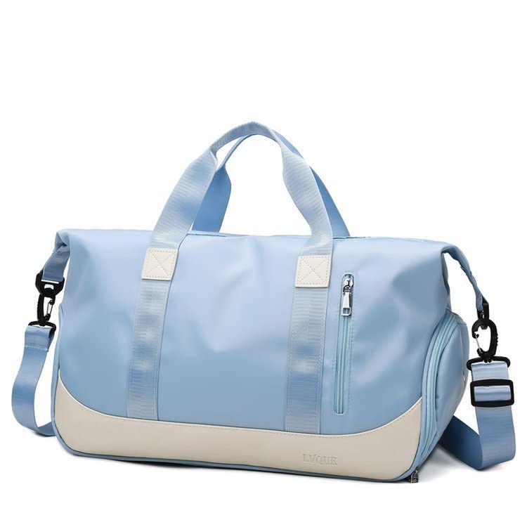 Image of Furn Aspire Gym Bag for Women and Men Durable Training Fitness Travel Duffel Handbag with Shoes Compartment and Wet Pocket Lightweight Gymbag (E). Light Blue