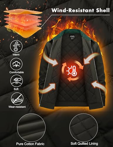 Image of Cotrasen Men's Washed Cotton Work Jacket Quilted Lined Workwear Jackets