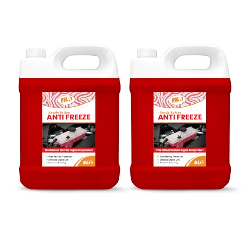 FILO Red Antifreeze & Coolant Ready to Use 2X5 L | -30°C Protection | High Performance/Long-Life Formula | G12, G12+ & G13 Compatible | Universal Summer & Winter Coolant | All Cars.