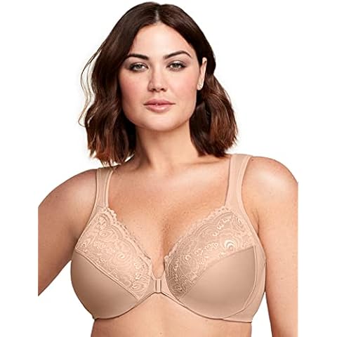 Glamorise Women's Wonderwire Front-Close Underwire #1245 Full Coverage Bra, Beige (Cafe 211), 44C UK Cover